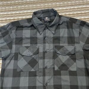YAGO size M Med Medium grey black Flannel Men’s